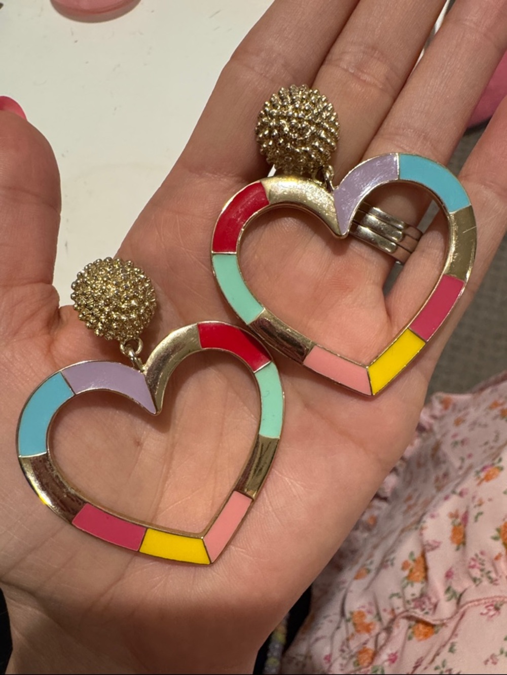 Multicolor heart earrings